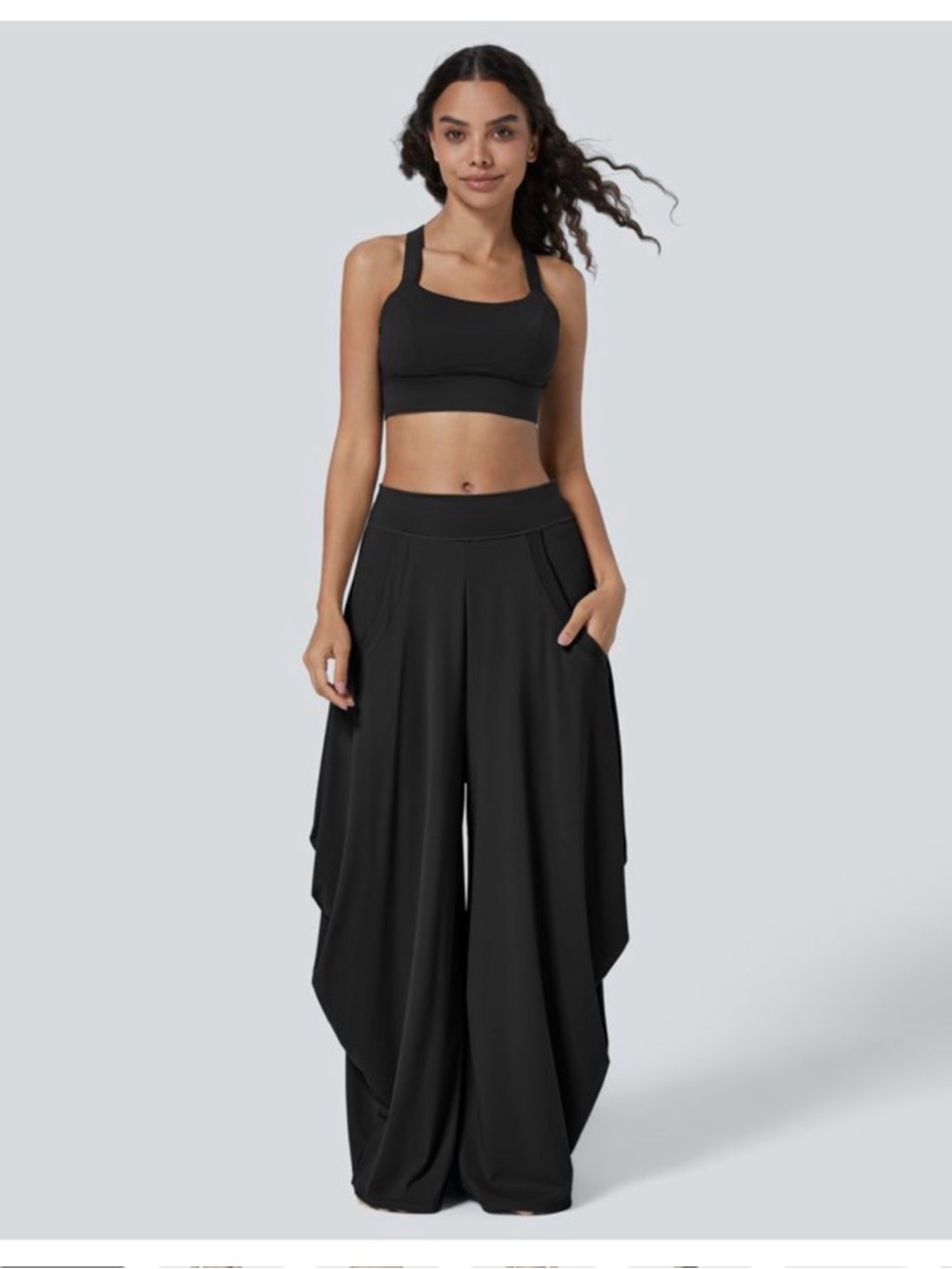 Halara Mid Rise Multiple Pockets Draped Wide Leg Casual Pants small